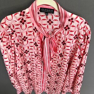 Eloquii Pink and Red Geometric Blouse Lot 63
